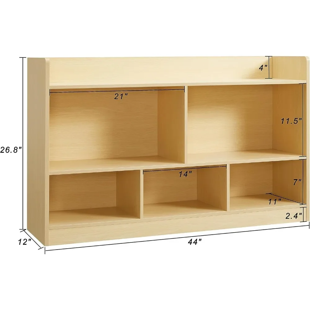 Kids Toy Storage Organizer, Sectional Bookshelf for Organizing Books Toys, Wooden Storage Cabinet Daycare Furniture for School