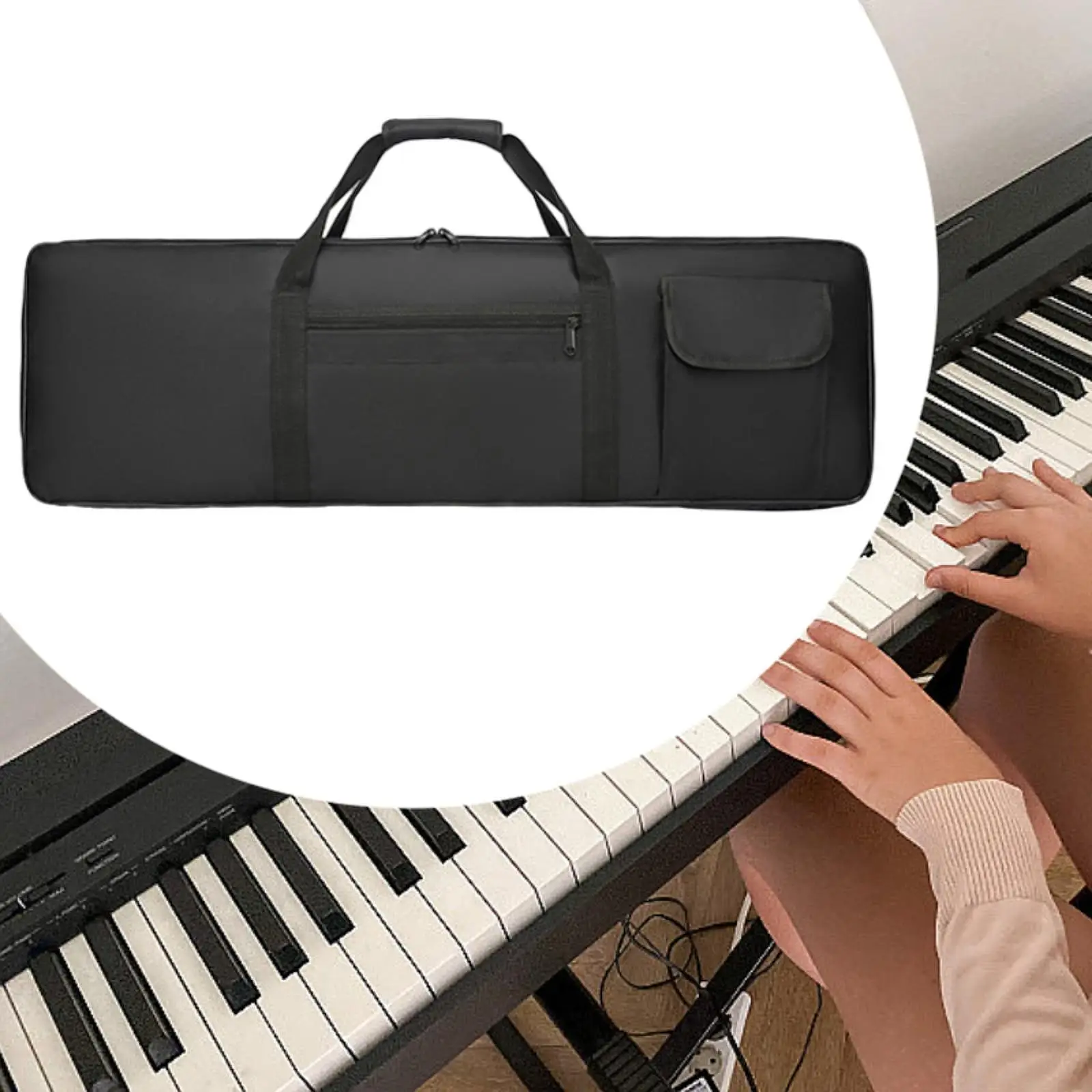 Electric Piano Case Oxford Cloth with Pocket Padded 88Key Keyboard Piano Gig Bag Handbag for Concert School Music Studio Tour