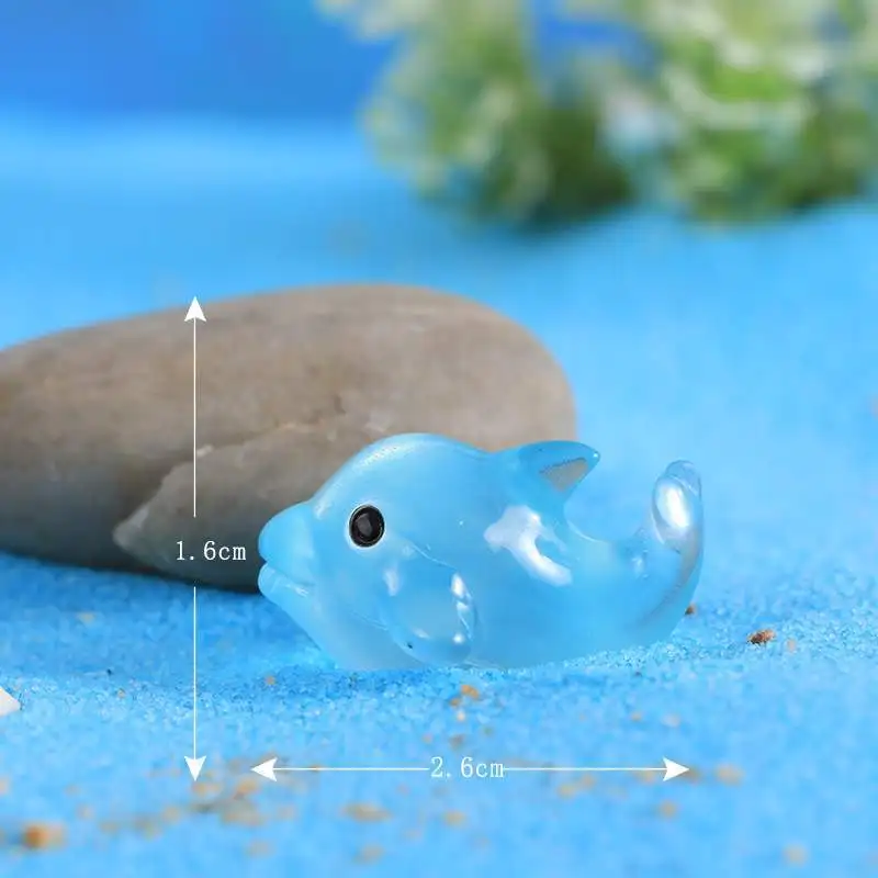 10PCS Mini Leuchtende Micro Landschaft Delphin Kind Tier Tisch Dekoration Miniatur Ornament Figuren spielzeug