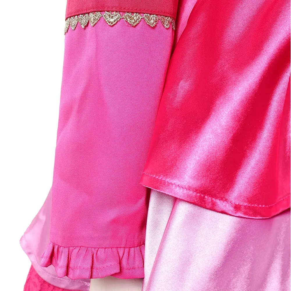 Princess Pink of Hearts Cosplay Descendants Costume Women Blazer Pattern Shirt Ruffle Skirt Heart Bag Tights Hair Bow Halloween view 6