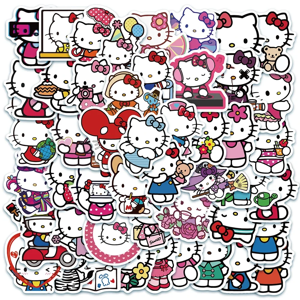 50PCS Sanrio Series Hello Kitty Kuromi Stickers Cute Multi-purpose Stickers Waterproof Decorative Refrigerator Computer Stickers