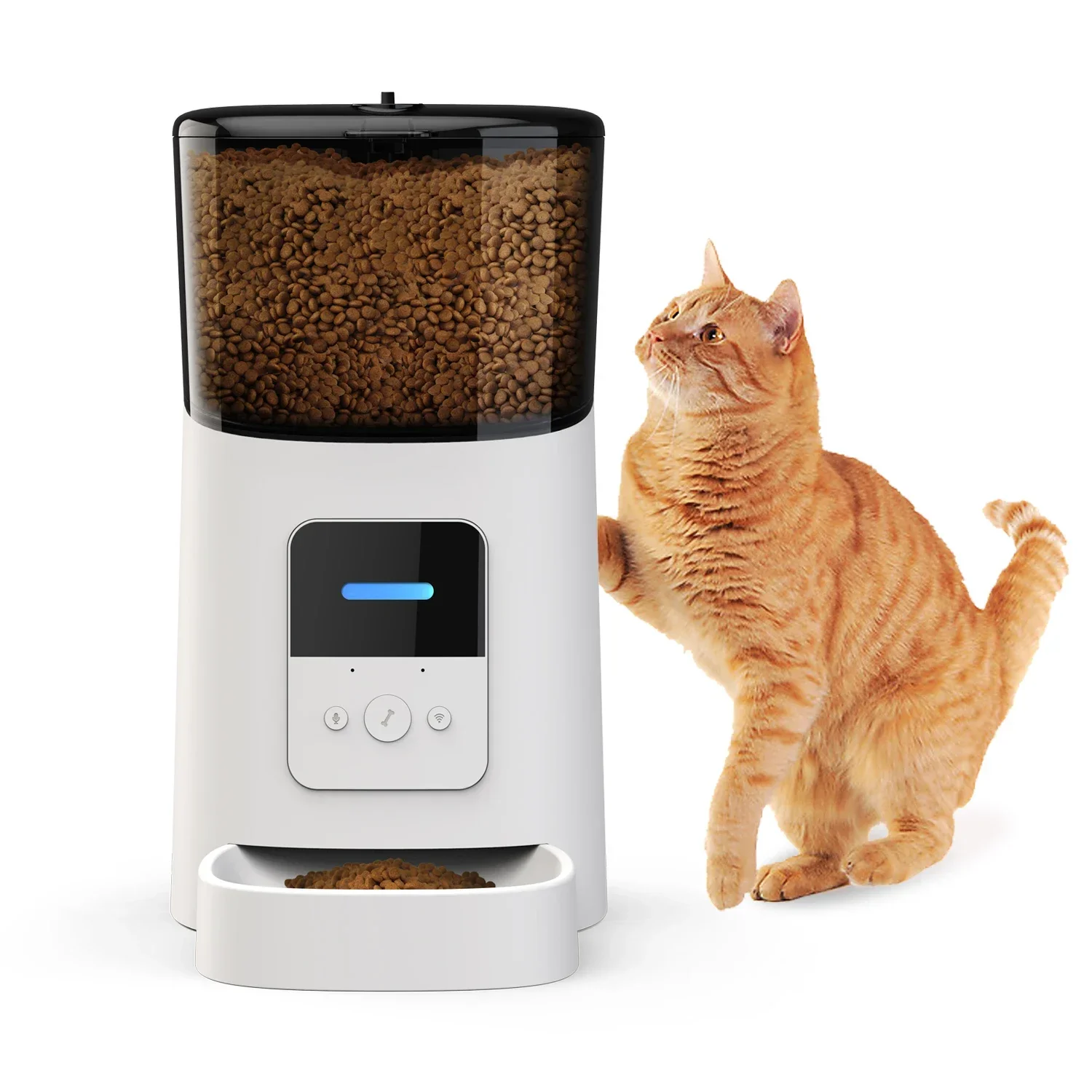 Mobile Phone APP Auto Connected Cat Food Smart Automatic Interactive Pet Feeder Dispenser with Camera