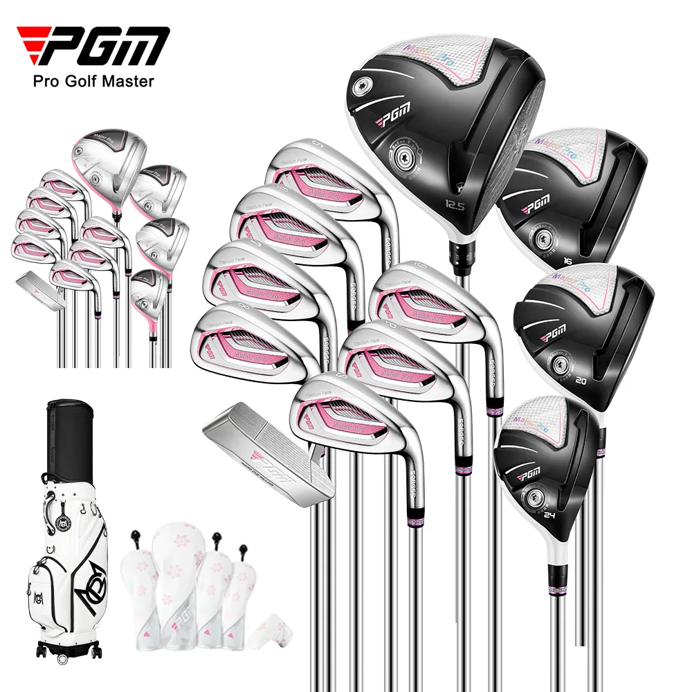 PGM Ladies Complete Golf Set Light Carbon Titanium Driver High Rebound Irons With Retractable Golf Bag Wholesale Supply