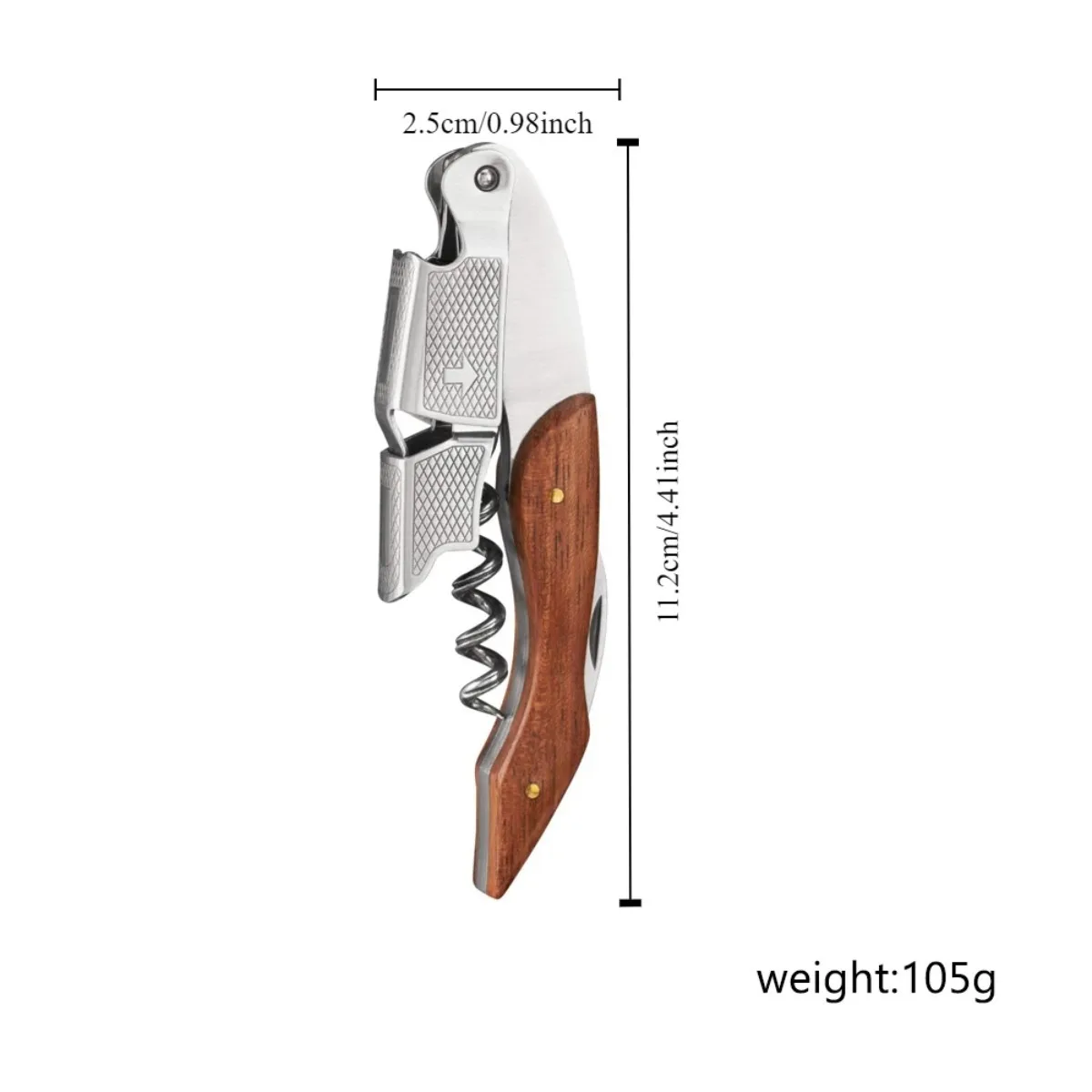 Durable Stainless Steel & Wood Corkscrew Multifunctional Spring-Loaded Double Lever Sommelier Wine Opener  for Travel, Home Bar view 5