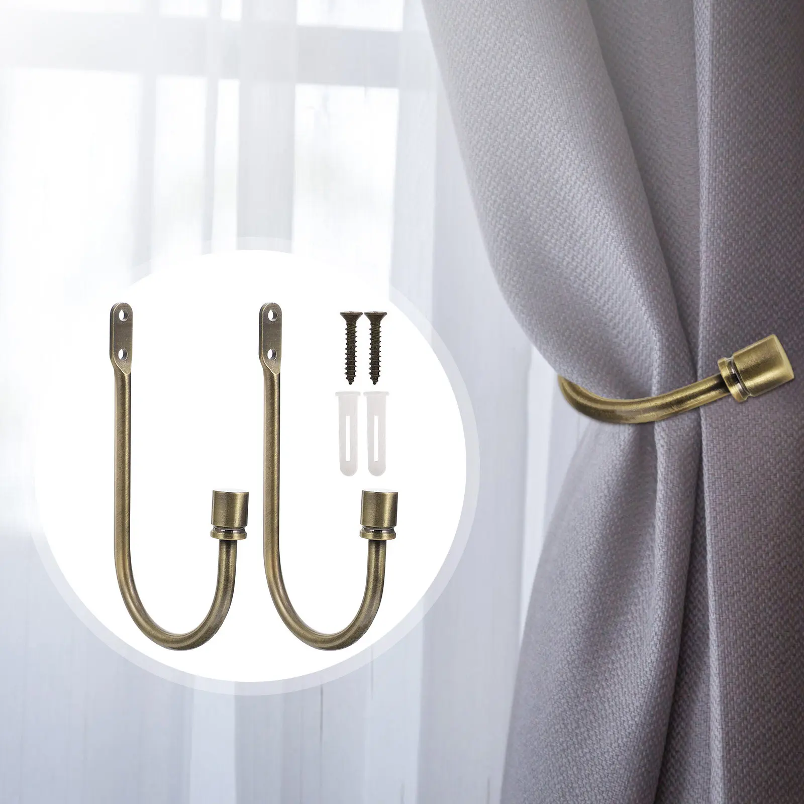 Wall Hooks for Hats and Curtains – Strong Alloy Decorative Tiebacks, Modern Wall Mount Holders (1 Pair)