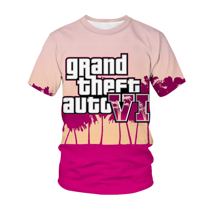 GTA 6 T-shirt Game 3D Printing Street Clothing Men and Women's Leisure Fashion T-shirt Breathable and Comfortable Top Clothing