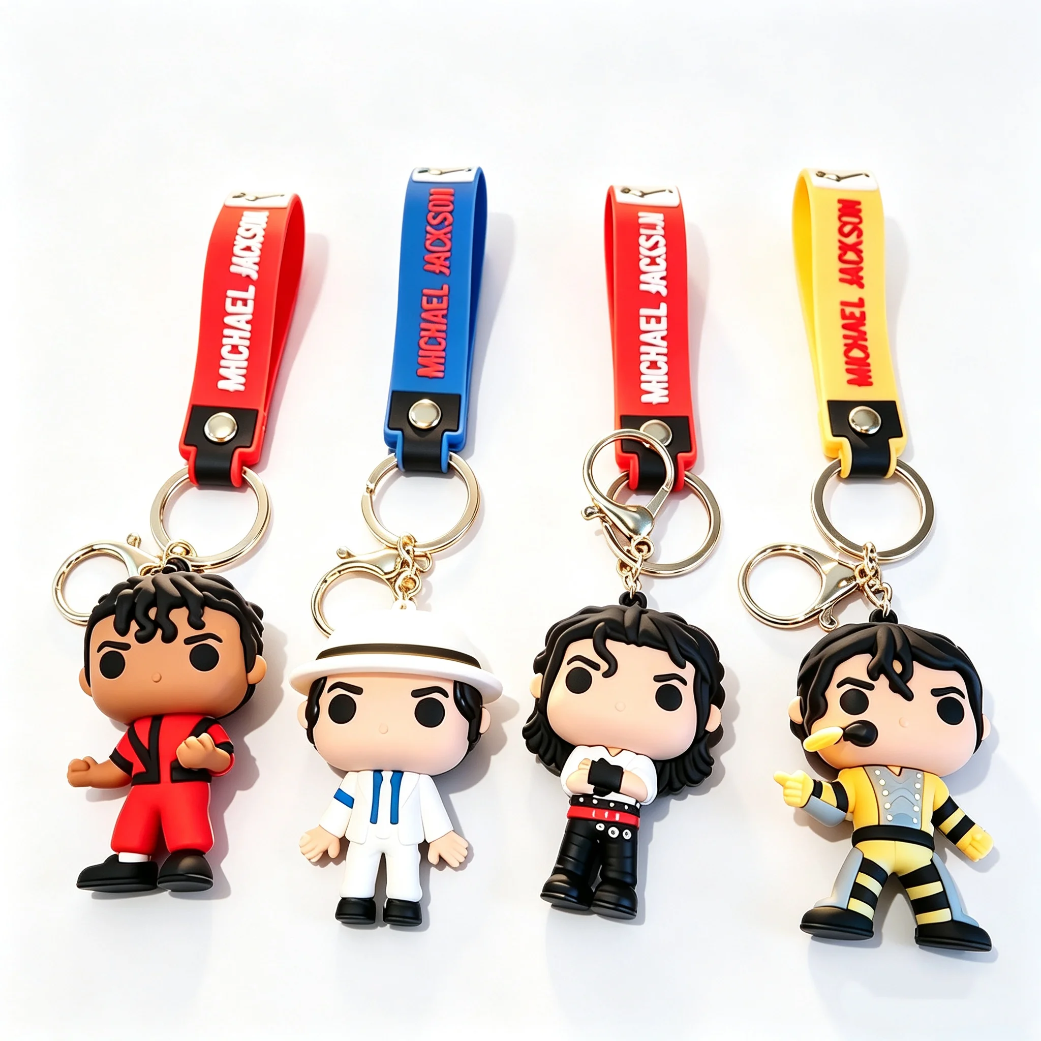 Michael Jackson Figur Schlüsselanhänger Klassisches Bühnenoutfit Puppe Schlüsselring Sänger MJ Silikon-Anhänger Fan-Kollektion Geschenk Taschenzubehör – Detail 2