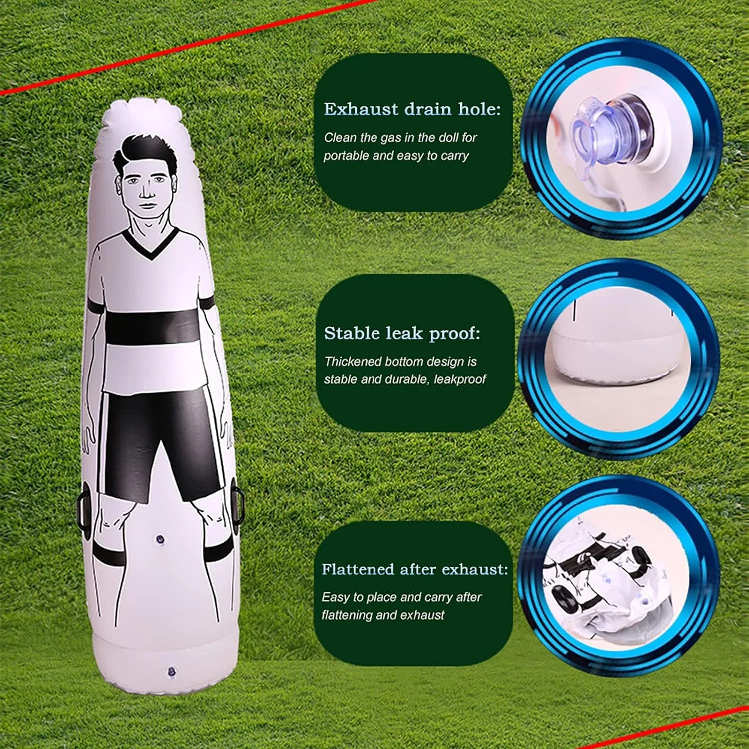 Soccer Inflatable Dummy 175cm Training Dummies Portable Football Tumbler Mannequin Shield Goalkeeper Defender Practice Equipment