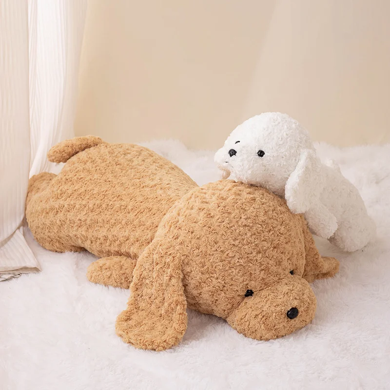 42 cm-118 cm Simulazione Enorme di Alta Qualità Morbido Teddy Dog Peluche Bambola Cuscino Marrone Bianco Lungo Peluche Animale Peluche Decorazione Della Casa