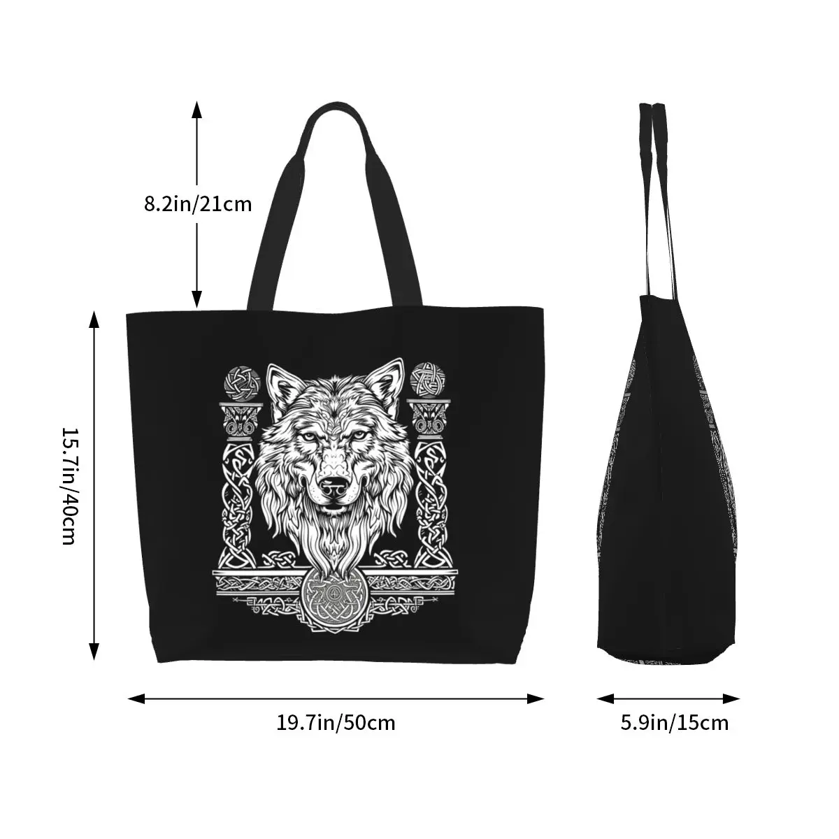 Norse Nordic Viking Celtic Shopping Tote Bag Canvas Large Capacity Shoulder Bags Shopper Grocery Handbag for Women