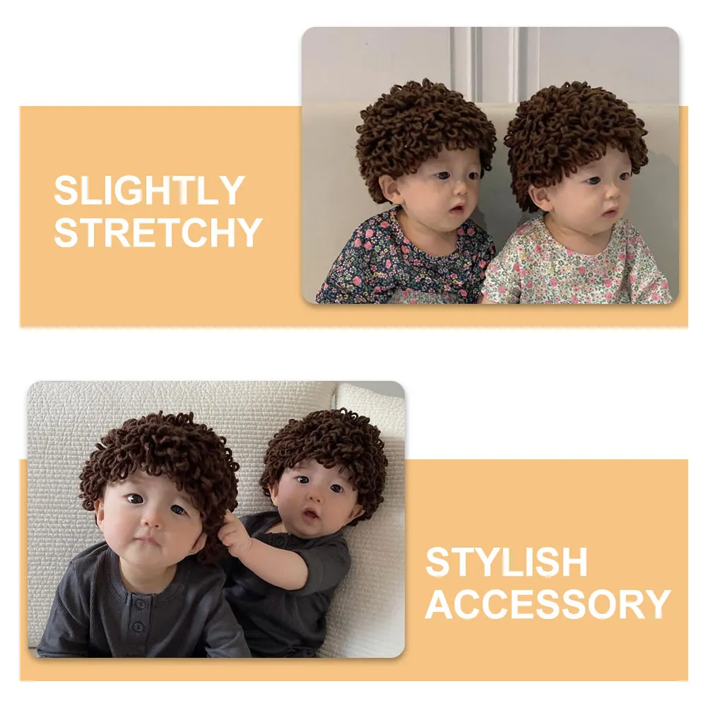 

Children Yarn Hats Winter Baby Cap Kids Girl Thermal Wigs Infant Toddler 46-48cm Woolen Knit Hat Warm Style