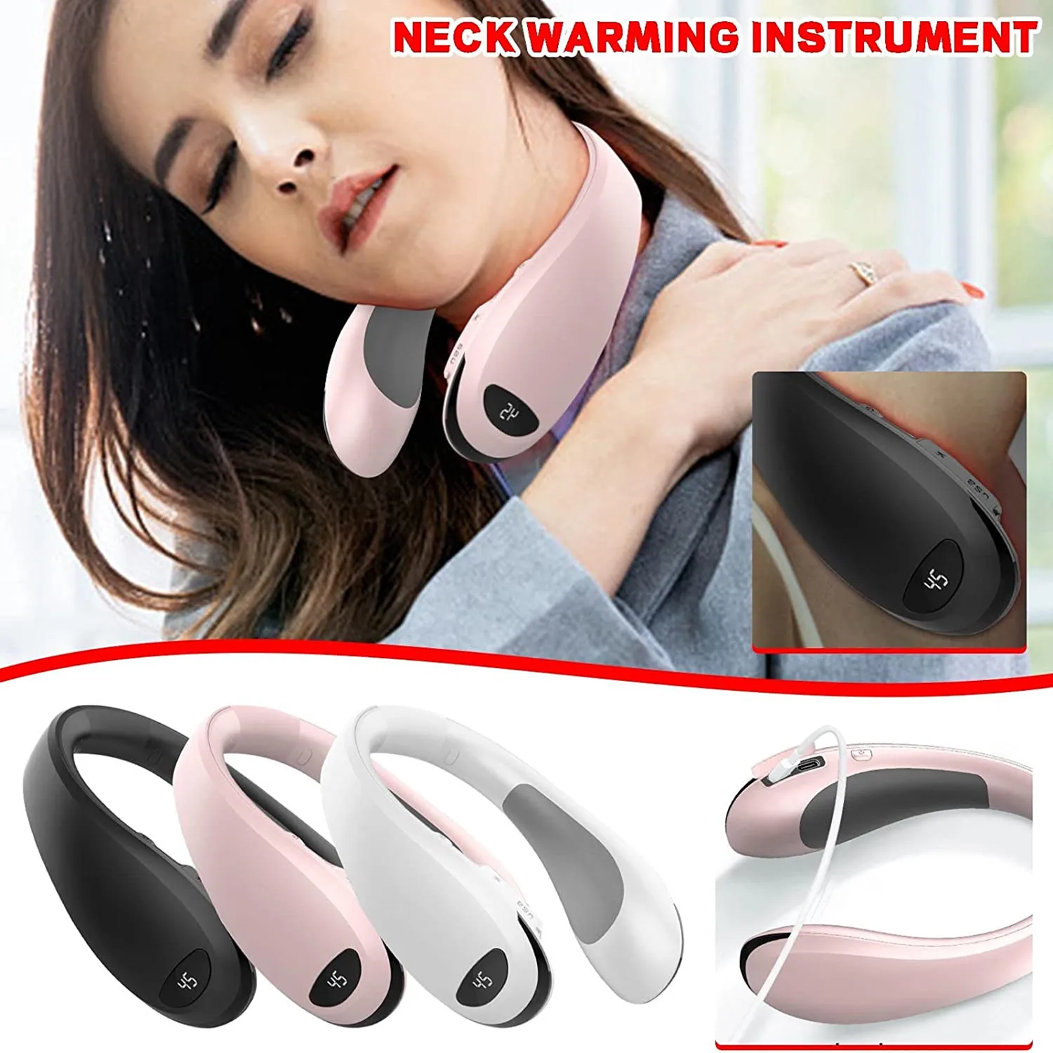 Bendable Neck Warmer 4 In 1 Electric Hanging Neck Heater Digital Display 3 Heat Levels Electronic Scarf Tool For Shoulder Neck