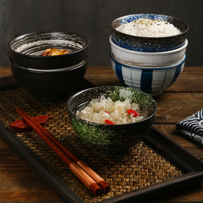 

Japanese ceramic bowl 4.5 inch 5 inch rice bowl creative Japanese tableware household commercial soup bowl restaurant set table