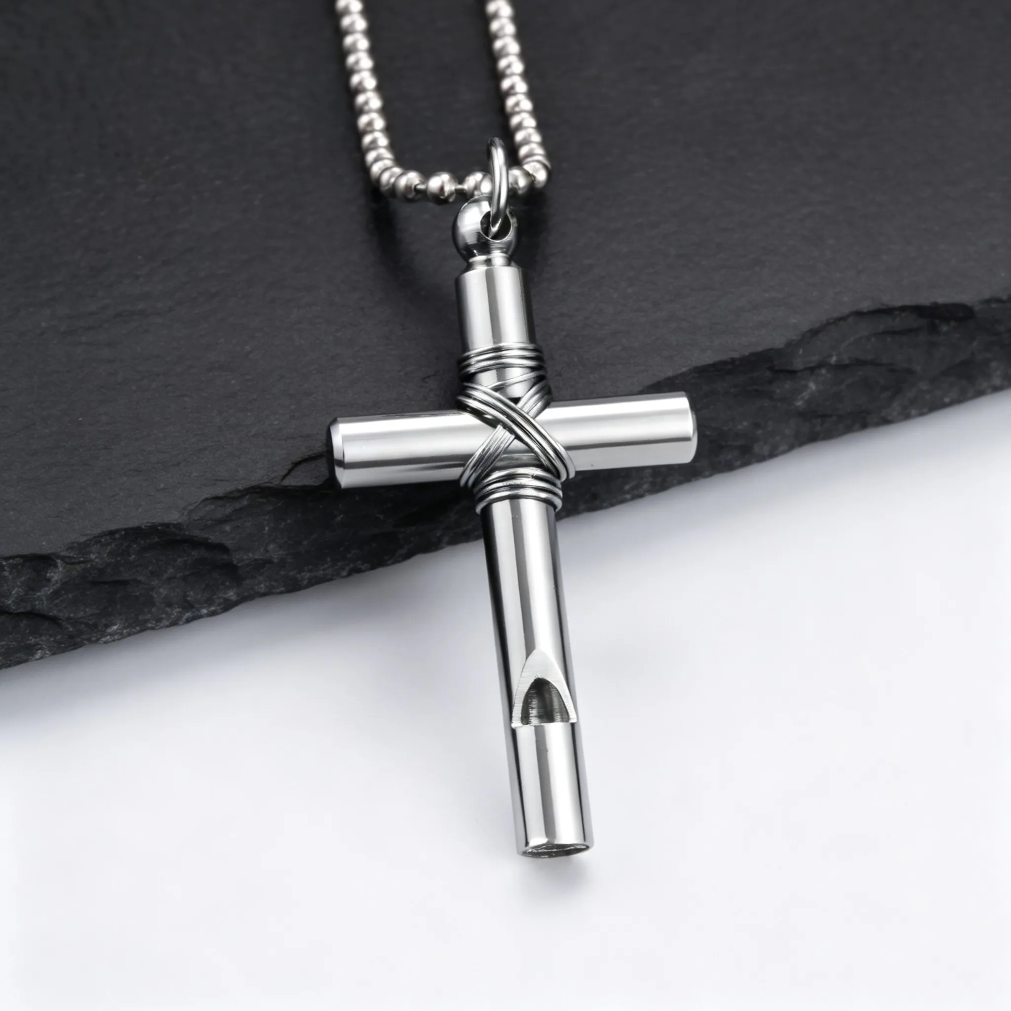 Herren Edelstahl-Anhänger-Halskette PVD Goldfarben Kreuz Geometrische Kette Modeschmuck Geschenk für Tägliches Tragen Großhandel Dropshipping – Detail 3