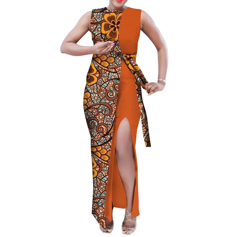 Summer Fashion Women African Dress Classic African Bazin Rich Long Maxi Dresses for Women African Wax Print Dress WY10809