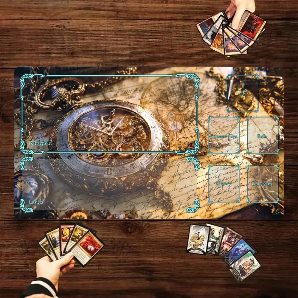 

Gorgeous pocket watch Magic Card Battle Mat MTG Playmat Anti-slip Base 35X60CM gathering gaming mats Board Game Mat for TCG
