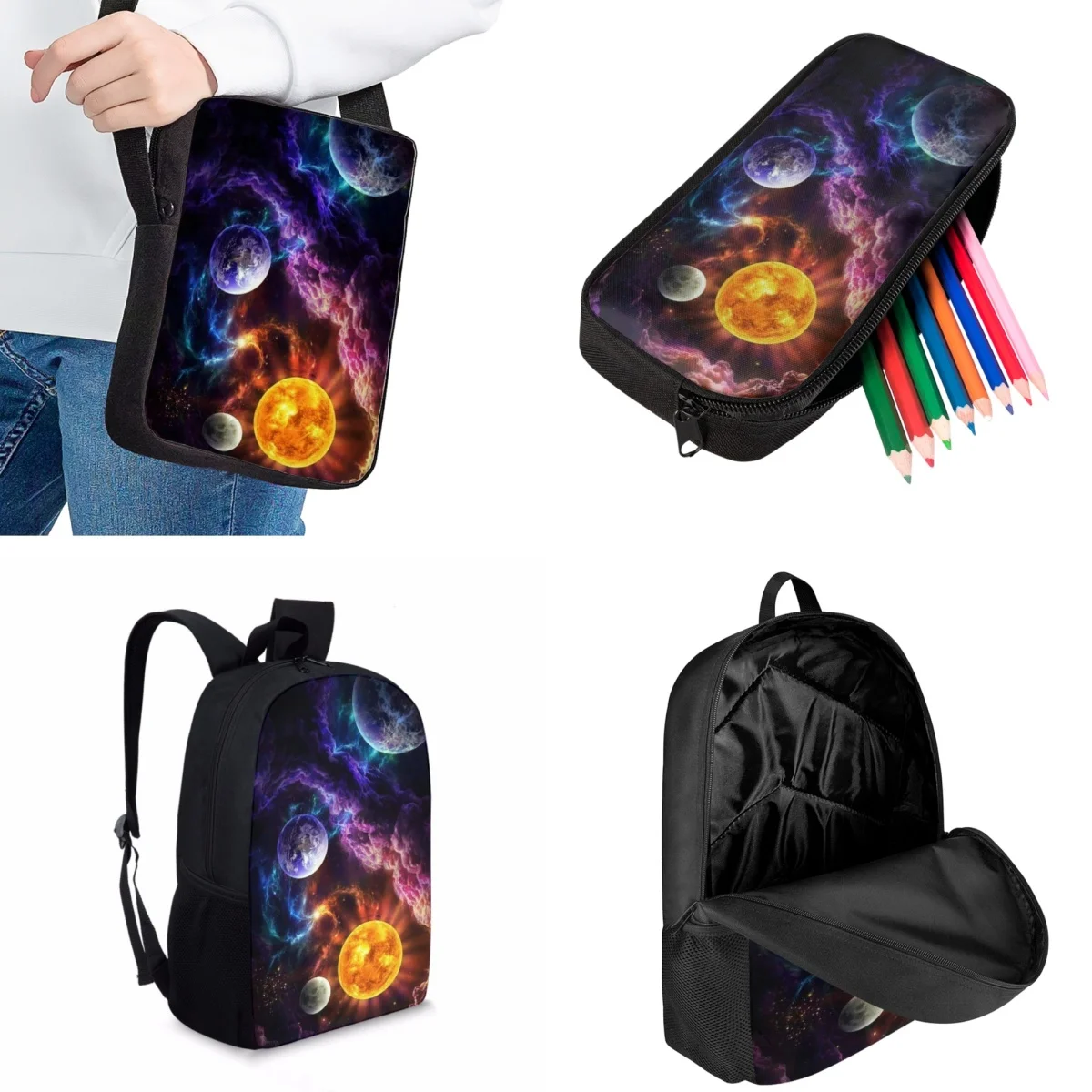 Jackherelook Fashion Kids School Bags Starry Sky Cosmos Trend Teenagers School Backpacks Set Casual Practical Daily Book Bags