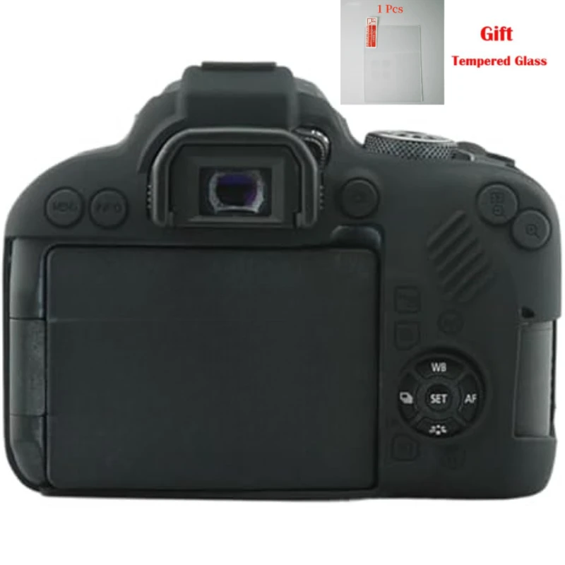 غطاء حماية لحقيبة الكاميرا، لهاتف Canon 800D حافظة سيليكون مفردة كبيرة أسود/مموه/أحمر/أصفر + طبقة مقسى مجانية #2