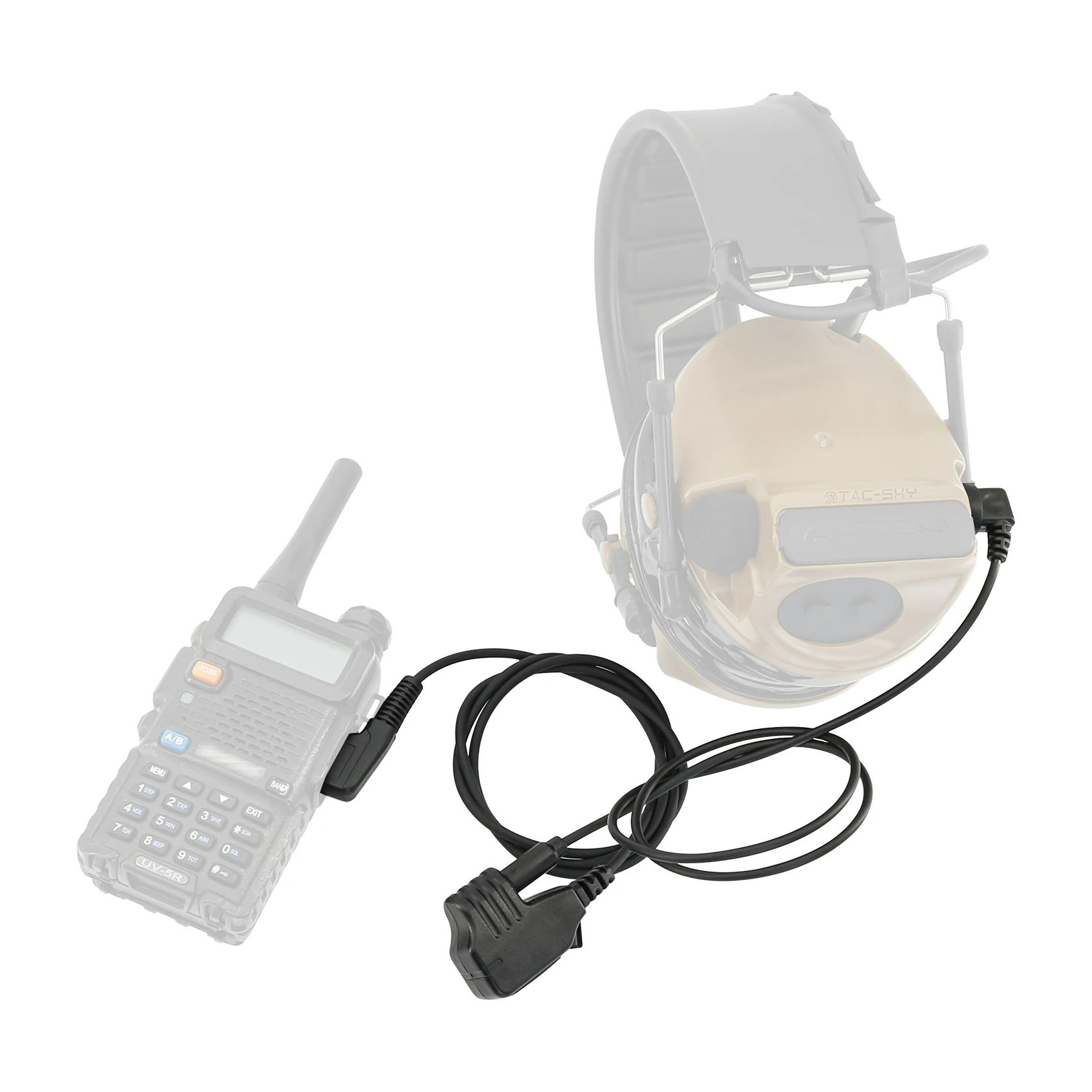 TAC-SKY Compatible Comta Headset Tactical Adapter Ken Plug To Dual-pin PTT, Suitable for Baofeng Radios