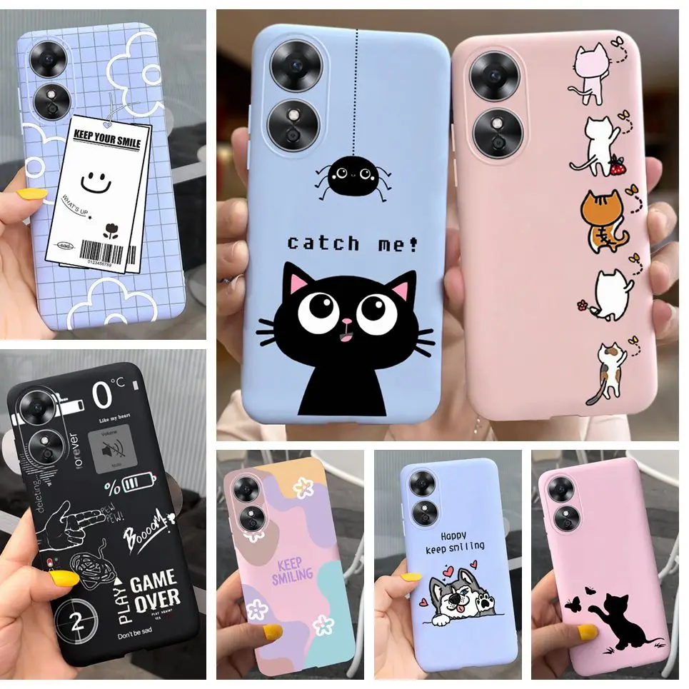 For Oppo A17 A77 2022 Case Cute Animals Cartoon Phone Shell On For Cover Oppo A77 5G Oppo A17k 2022 4G Soft Silicone Housing