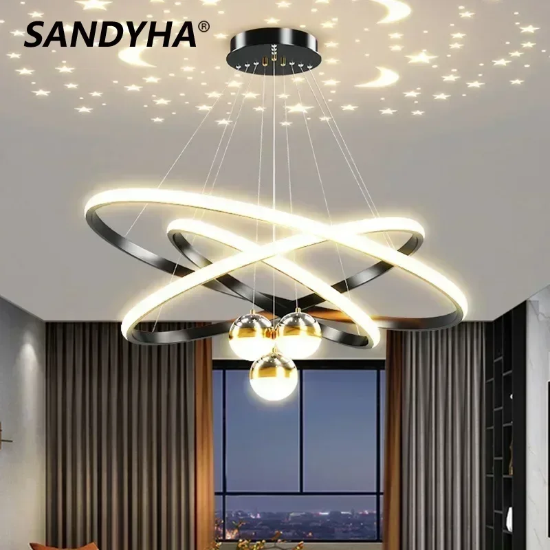 

SANDYHAChandelier Living Room Main Light High-end Minimalist LED Is Suitable for Modern Bedroom Hallway Bar Study Lighting