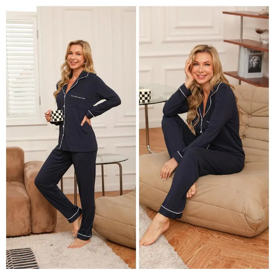 

Long Sve Long Pants Spwear Casual Modal Cotton Ladies Home Clothes Set Outdoor Wearable Spring Autumn Two-Piece Set