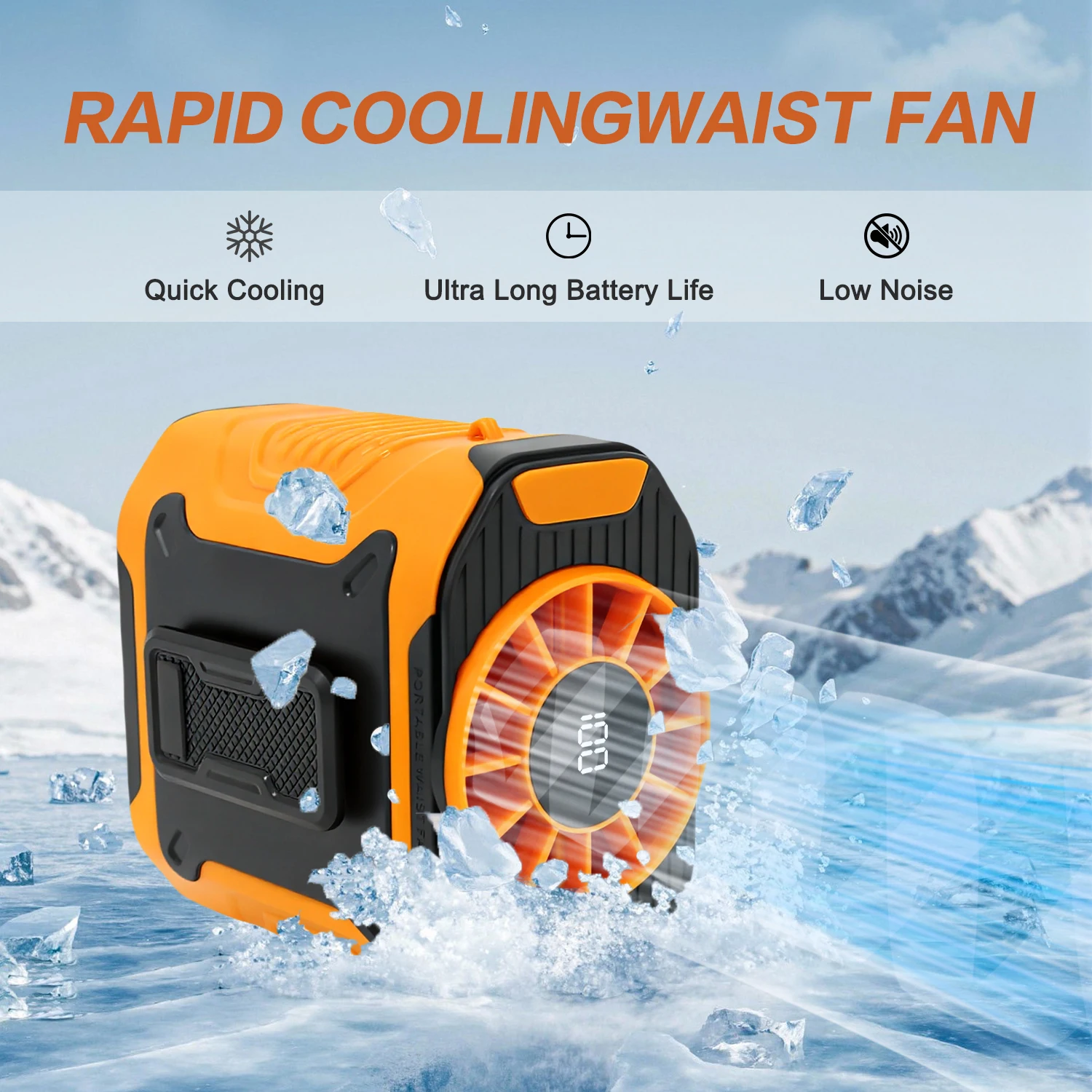 Kipas Leher Dapat Dipakai USB 4000MAh, Kipas Klip Pinggang Portabel Dapat Diisi Ulang untuk Mendaki, Memancing, Berkemah, Siaga Super Panjang & Co Kuat