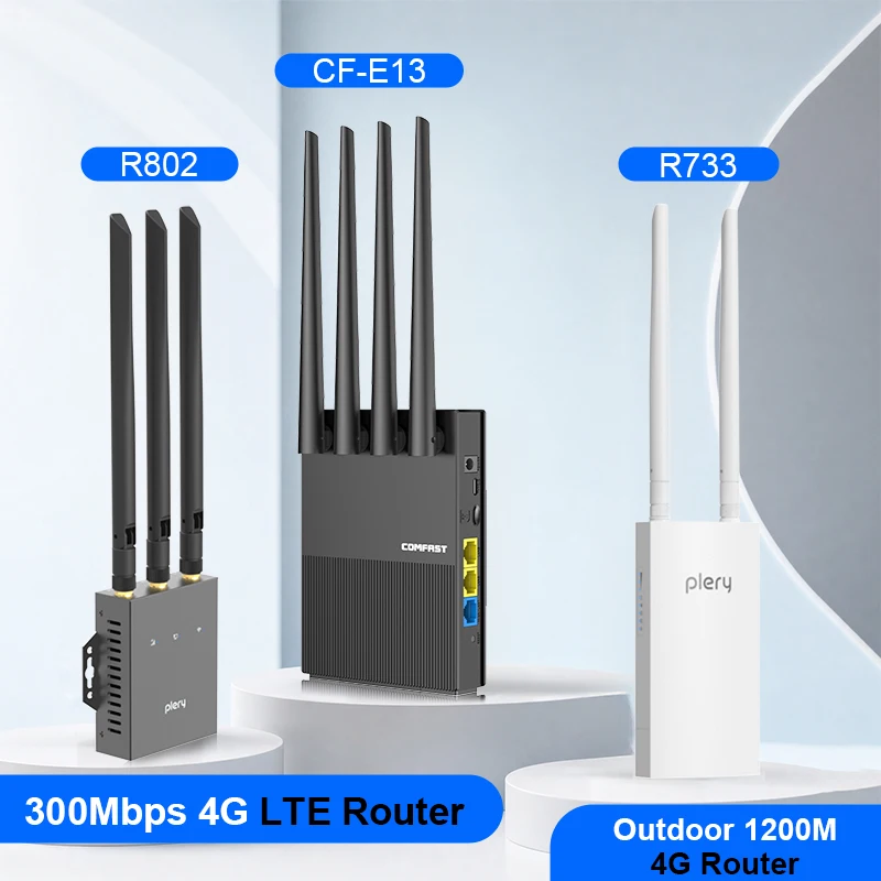 

PLERY/COMFAST CAT 4/6 4G LTE Router Outdoor 300/1200Mbps WIFI 5/WIFI 6 Wireless Router With SIM DC/POE/Type-C Power VPN/Firewall
