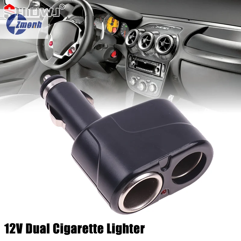 12V Dual Cigarette Lighter Sockets Car Charger Splitter Lighter Splitter Cigar Lighter Double Dual Adapter Car Tools Accessories