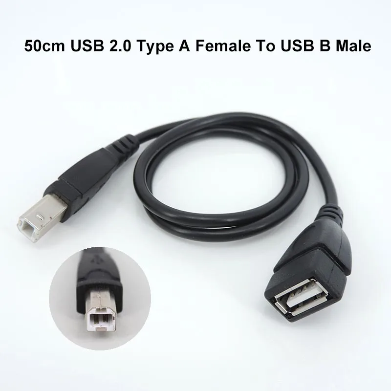 

50cm USB 2.0 Type A Female To USB B Male Scanner Printer Cable USB Printer Extension Cable Adapter A07