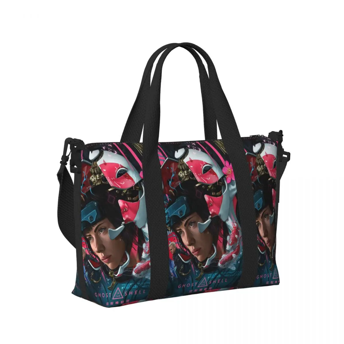 

Ghost In The Shell Beach Travel Bag Large Capacity Tote Bags for Gym Sport Women Shopping Duffle Shoulder Bag