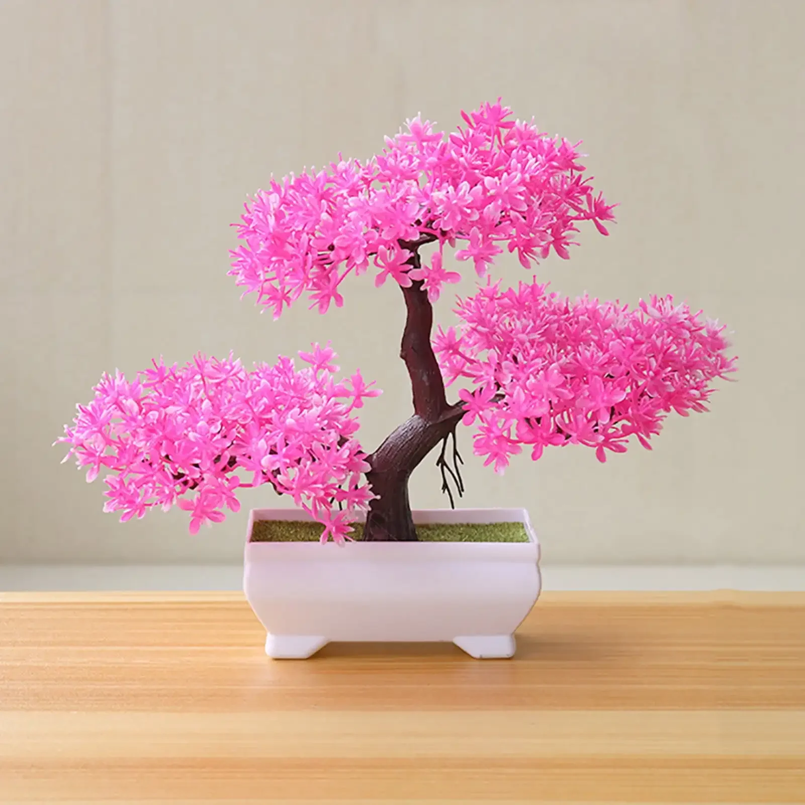 Creative Green Artificial Plant Tree Bonsai Fake Plant in Pot,   Realistic Plant Plastic Planter Home Office Desk Decorations