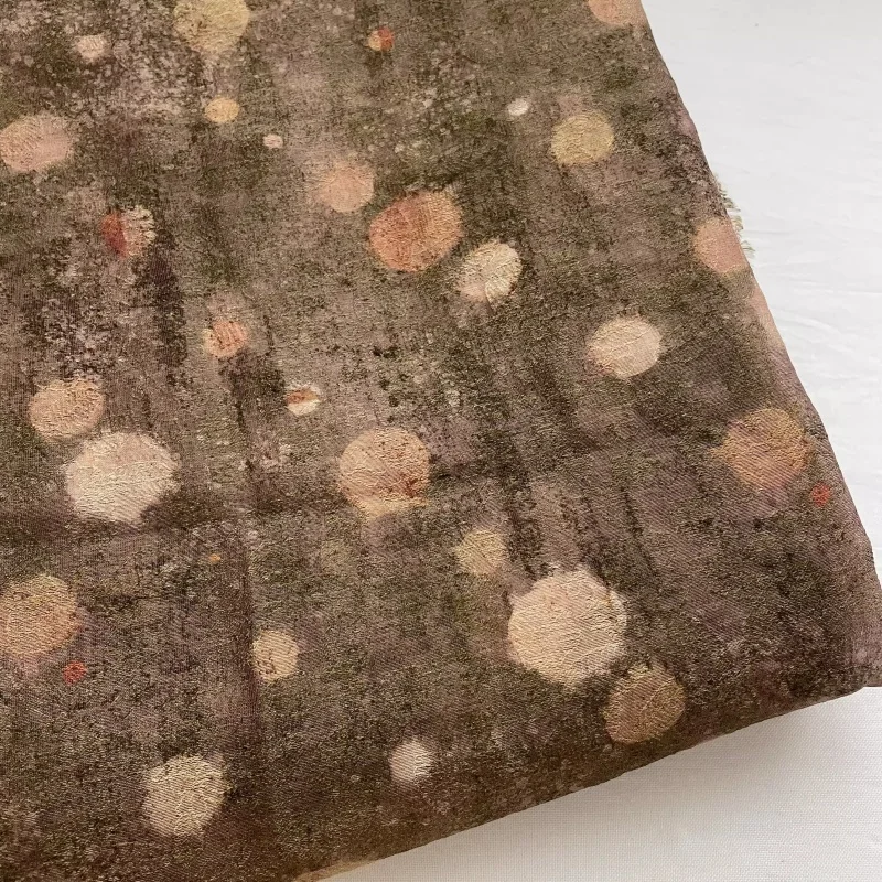 

Retro woven plant leaf dark pattern jacquard polka dot printed tencel polyester clothing fabric