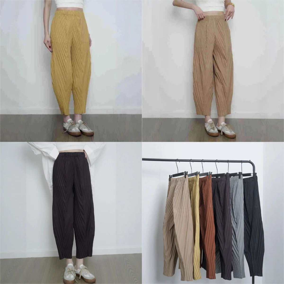 

Miyake Pleated 2025 New Spring and Autumn Fashion Twill Leggings Nine-minute Trousers Pleated Harem Trousers Female Pleated