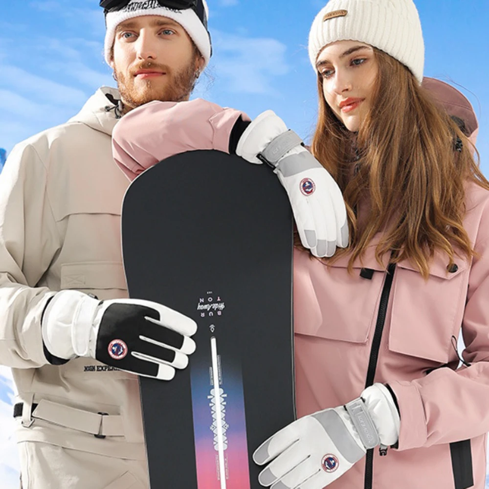 Высококачественные зимние лыжные перчатки для сноуборда, нескользящие водонепроницаемые перчатки с сенсорным экраном, велосипедные плюшевые теплые перчатки для езды на мотоцикле