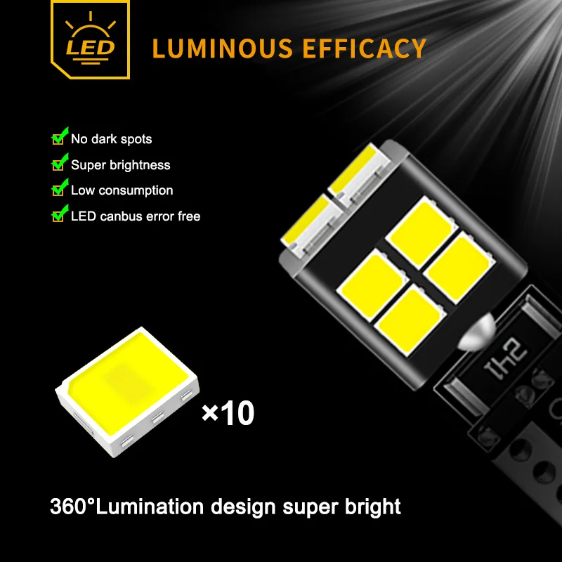 2x T10 194 168 W5W LED Bulb Sidelight No Error For Mercedes Benz W202 W220 W124 W211 W222 X204 W164 W204 W203 W210 Parking Light