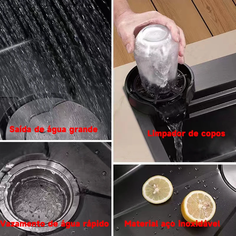 أناقة pia de cozinha em aço inoxidadevel 75X45X20 سم #4