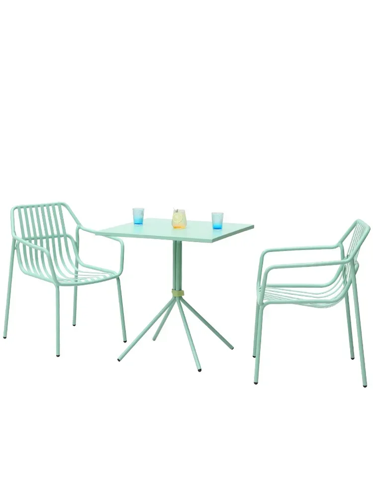 Outdoor tables and chairs courtyard Internet celebrity milk tea shop wrought iron leisure chair cafe outdoor garden balcony t