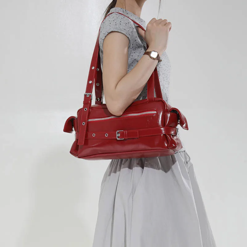 Women's Fashion All-match Tote Bag Large Capacity Soft PU Leather Shoulder Bag Luxury Designer Multi Pockets Underarm Handbags