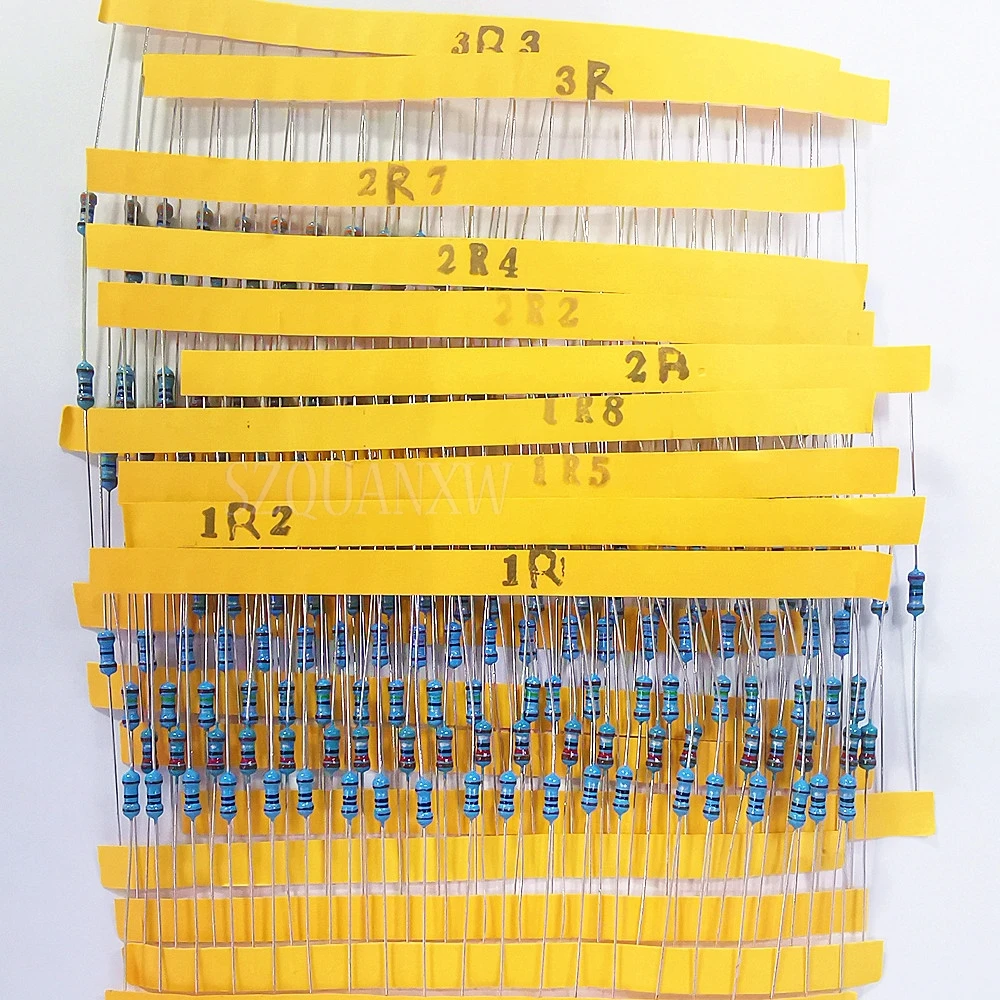 100pcs 1/2W 1R~22M 1% Metal film resistor 100R 220R 1K 1.5K 2.2K 4.7K 10K 22K 47K 100K 100 220 1K5 2K2 4K7 ohm resistance