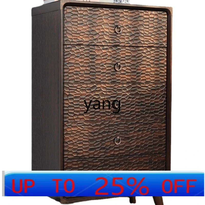 

LMM Chest of Drawers Bedroom Simple Modern American Black and Gold Living Room Wall Bay Window Solid Wood Multi-Layer