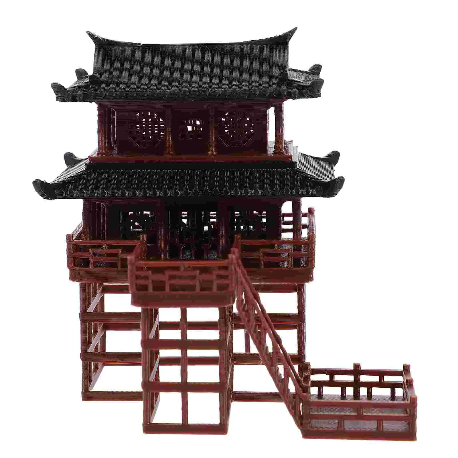 Gazebo Ancient Building Model Bonsai Decorations Micro Landscape House Garden Pavilions Figurines Miniature