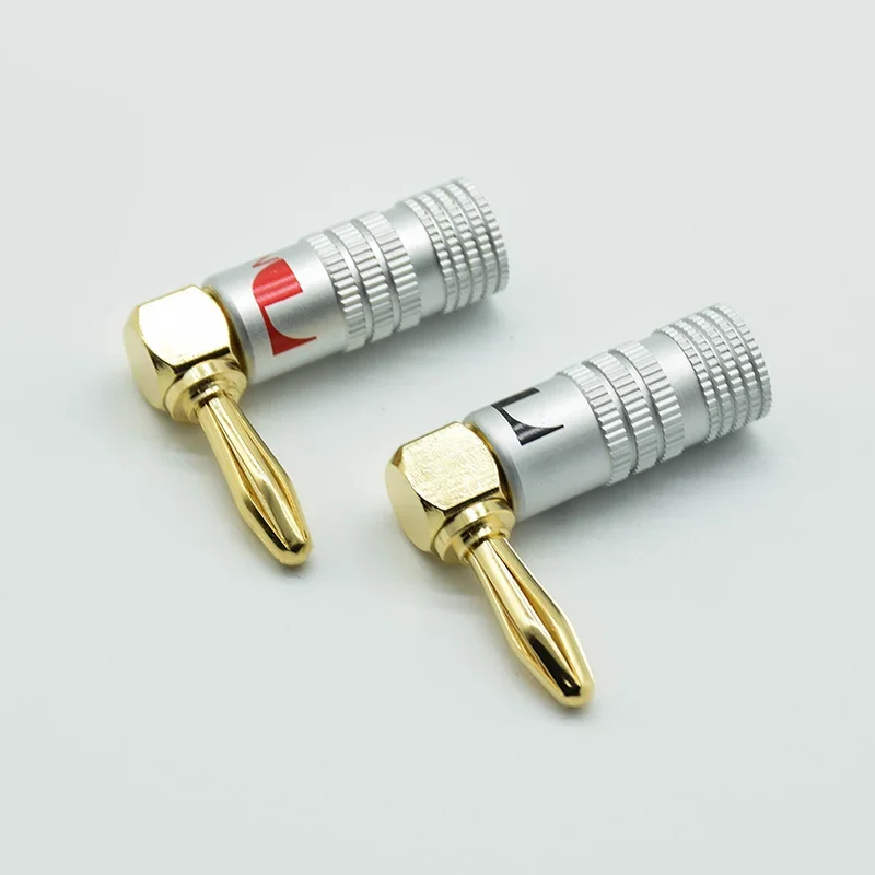 2PCS Gold-Plated 24K Banana Plugs  Right Angle 4mm Banana Plug For Video Speaker Adapter Audio Wire Cable Connector