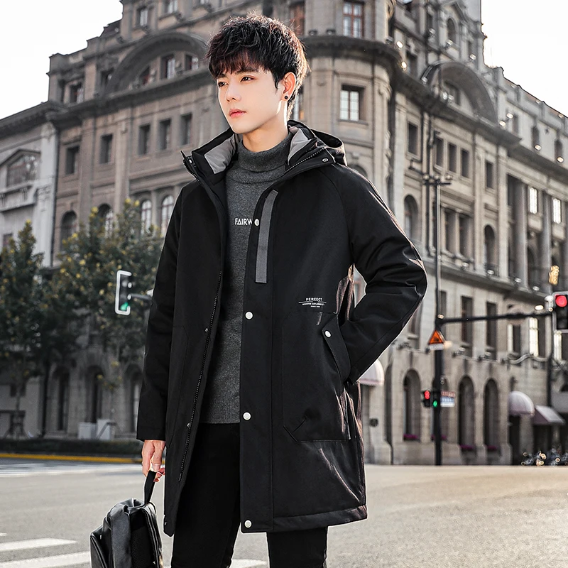 

Nice Men's Spring Autumn Casual Hooded Mid-Length Windbreaker Large Size M-4XL Overcoat Streetwear Long Jackets Youth Top Coats