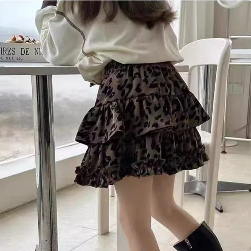 Kids Girls Leopard Printed Skirts 2025 New Fashion Children Casual Cake Skirts Teenage Girls Dance Clothing Korean Style - view 2