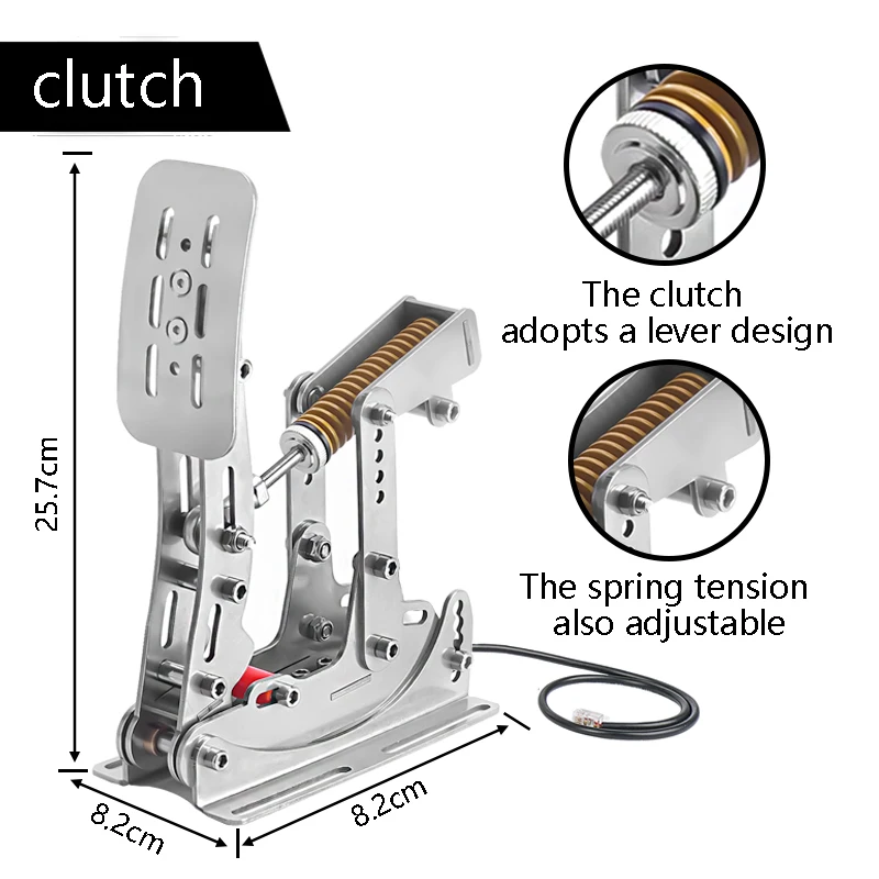 SIMJACK PRO Pedal de carreras Sim, simulador de carreras de PC, embrague Individual