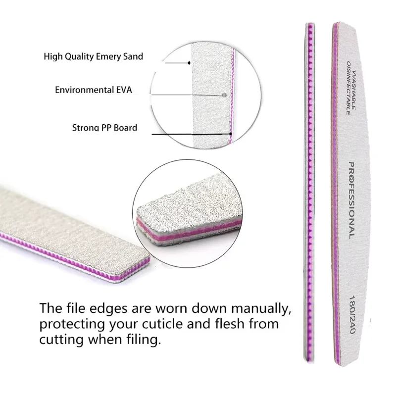 ชุดตะไบเล็บมืออาชีพ 180/240 กริต กระดาษทรายขัดเล็บ ตะไบขัดเงา อุปกรณ์ทำเล็บมืออาชีพ