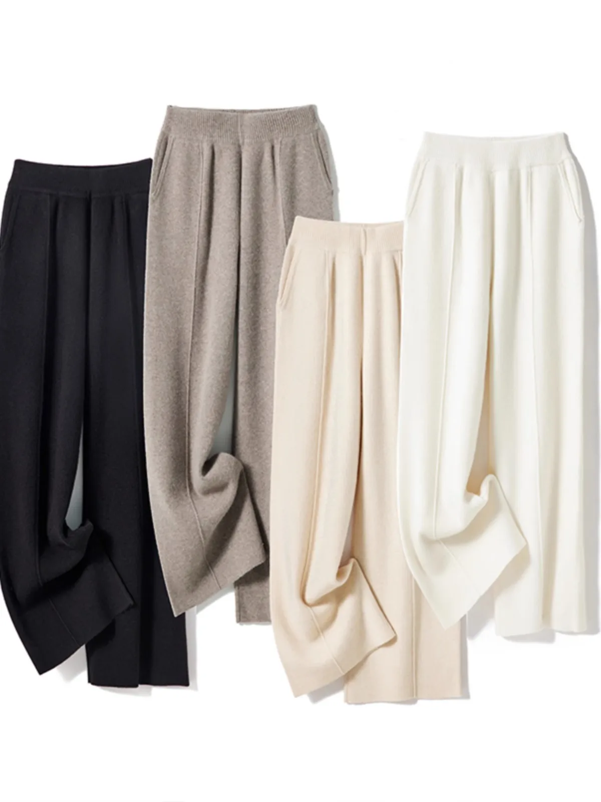 Knitted Wide-leg Pants Women Wear High Waist Cloud Wool Straight Mopping Drape Casual Loose Autumn and Winter