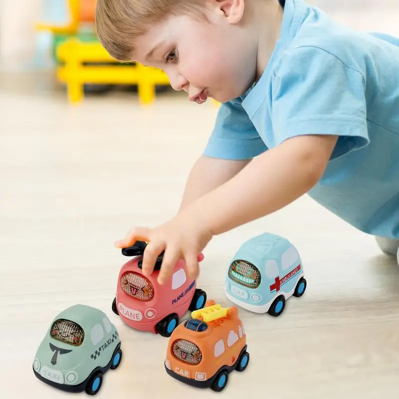 Toddler Bath Toy Car Inertia Mini Cartoon Vehicles Model Impact & Fall Resistant Creative Mini Vehicles Small Car Toy Collection