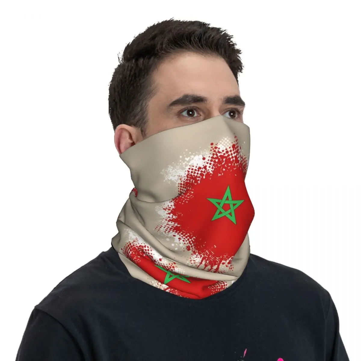 Balaclava Respirável Unisex para Adulto, Bandana Bandeira de Marrocos, Cobertura do Pescoço, Lenço Envoltório, Lenço de Ciclismo